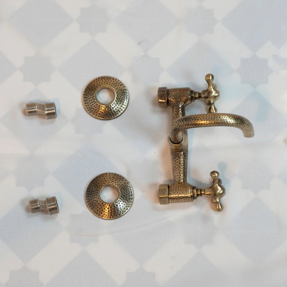 Hammered Wall Mount Oil Rubbed Brass Bath Faucet - Brasska
