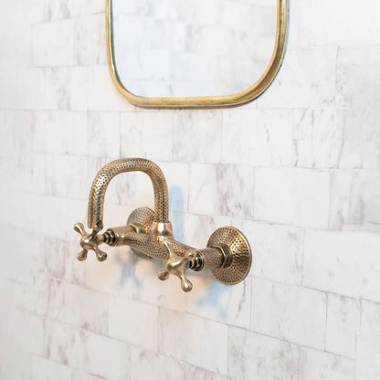 Hammered Wall Mount Oil Rubbed Brass Bath Faucet - Brasska