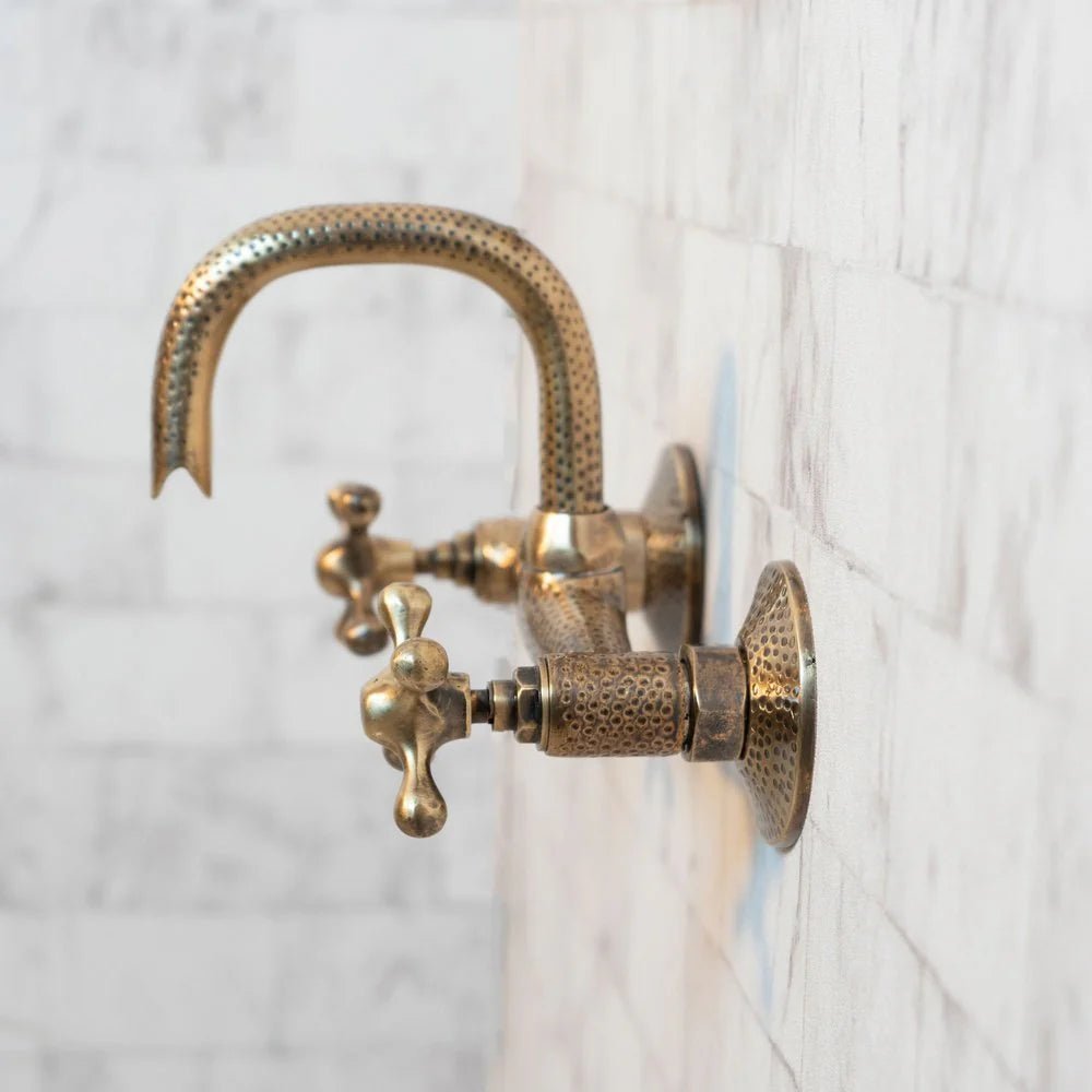 Hammered Wall Mount Oil Rubbed Brass Bath Faucet - Brasska