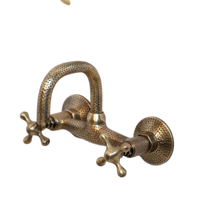 Hammered Wall Mount Oil Rubbed Brass Bath Faucet - Brasska
