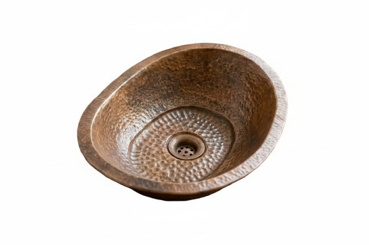 Hand-Hammered Copper Vessel Sink – Rustic Bathroom Washbasin - Brasska