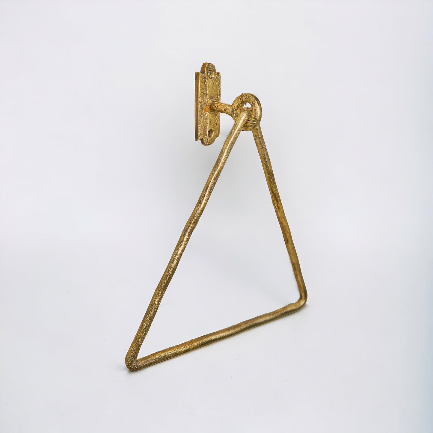 Handcrafted Brass Triangle Towel Ring – Wall Mounted Unlacquered Bathroom Holder - Brasska