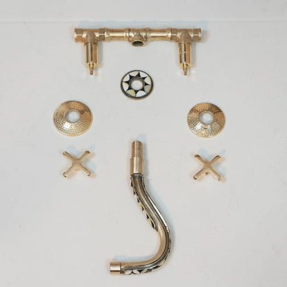 Handcrafted Cobra Wood & Brass Wall Mounted faucet