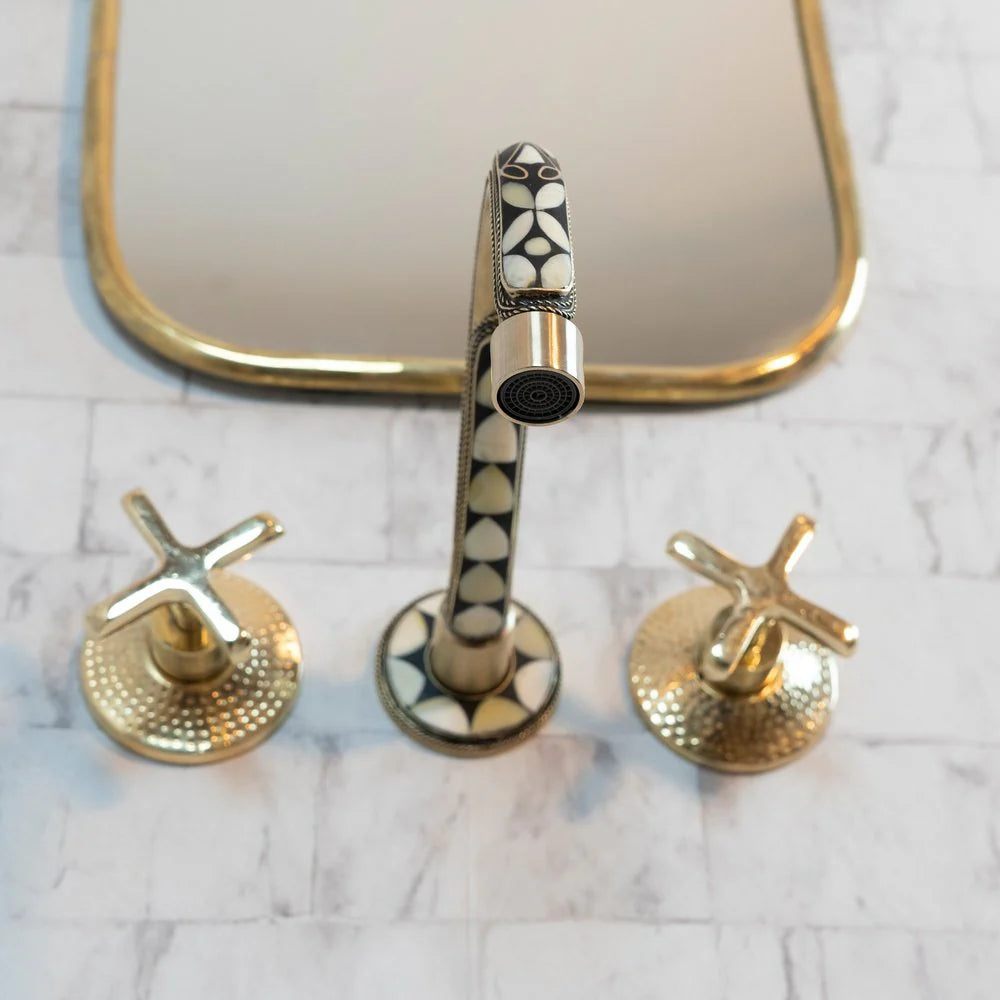 Handcrafted Cobra Wood & Brass Wall Mounted faucet