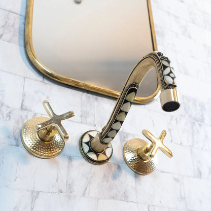 Handcrafted Cobra Wood & Brass Wall Mounted faucet - Brasska