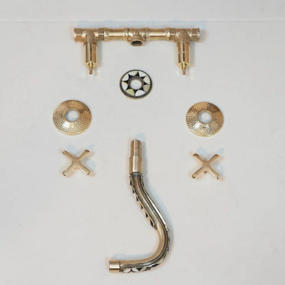 Handcrafted Cobra Wood & Brass Wall Mounted faucet - Brasska