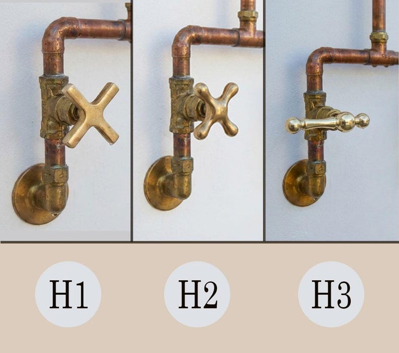 Handcrafted Outdoor Copper Rain Shower – Wall-Mounted Rustic Shower with Cross Handles - Brasska