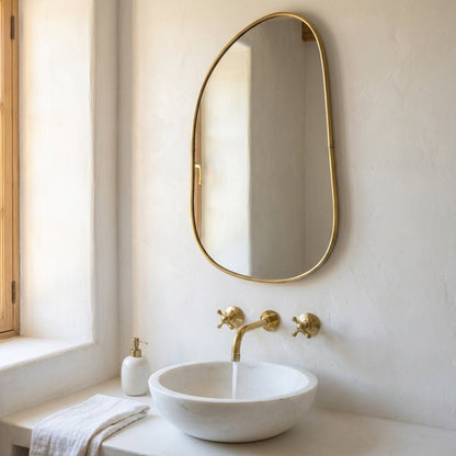 Handcrafted Unlacquered Brass Mirror Wall Hanging Vanity Mirror - Brasska