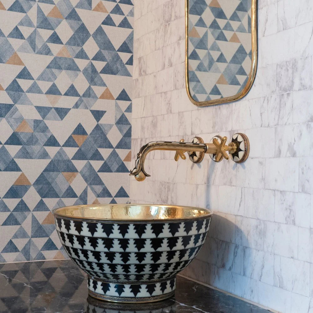 Handcrafted Wood & Brass Wall Mounted faucet