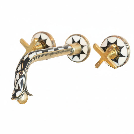 Handcrafted Wood & Brass Wall Mounted faucet - Brasska
