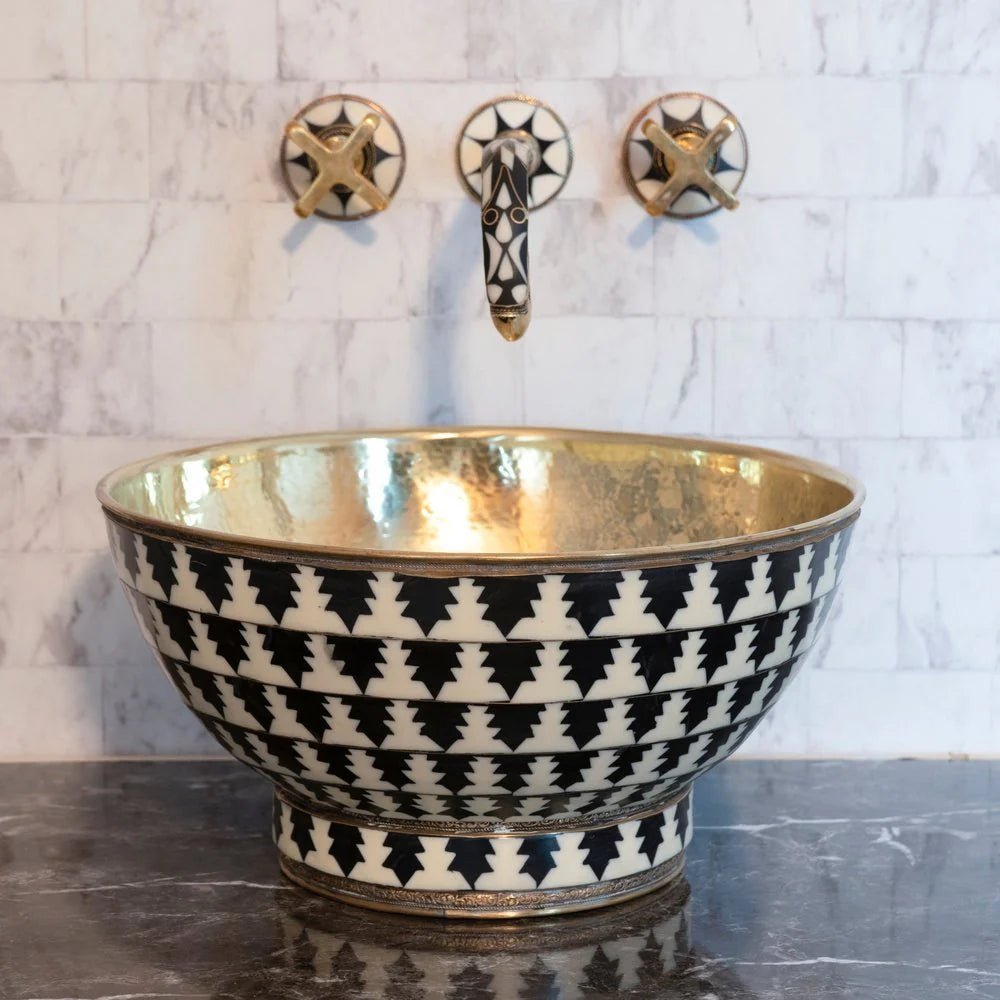 Handcrafted Wood & Brass Wall Mounted faucet - Brasska