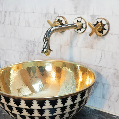 Handcrafted Wood & Brass Wall Mounted faucet