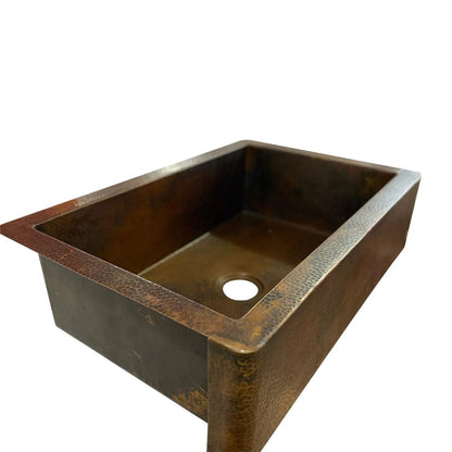 Handmade Copper Drop-In Sink – Hammered Finish, Rustic Farmhouse Style - Brasska