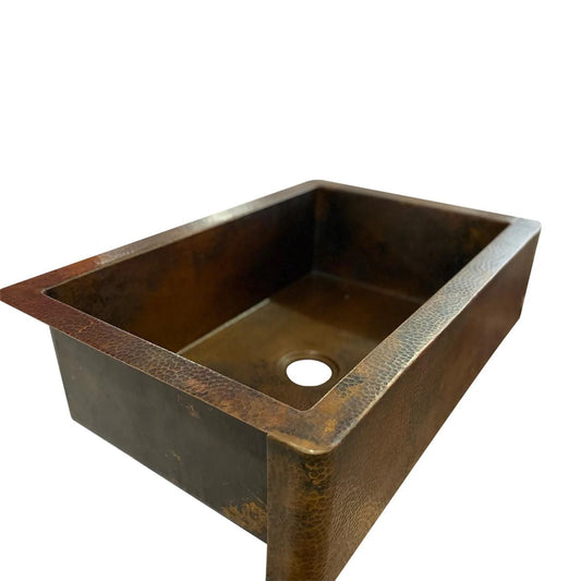 Handmade Copper Drop-In Sink – Hammered Finish, Rustic Farmhouse Style - Brasska
