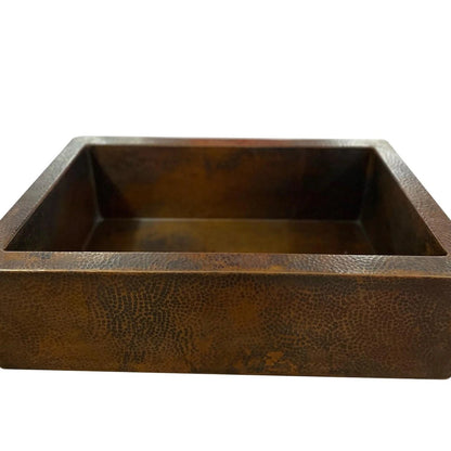 Handmade Copper Drop-In Sink – Hammered Finish, Rustic Farmhouse Style - Brasska
