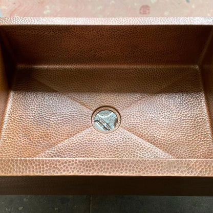 Handmade Copper Farmhouse Sink – Hammered Apron Front - Brasska