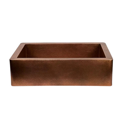 Handmade Copper Farmhouse Sink – Hammered Apron Front - Brasska