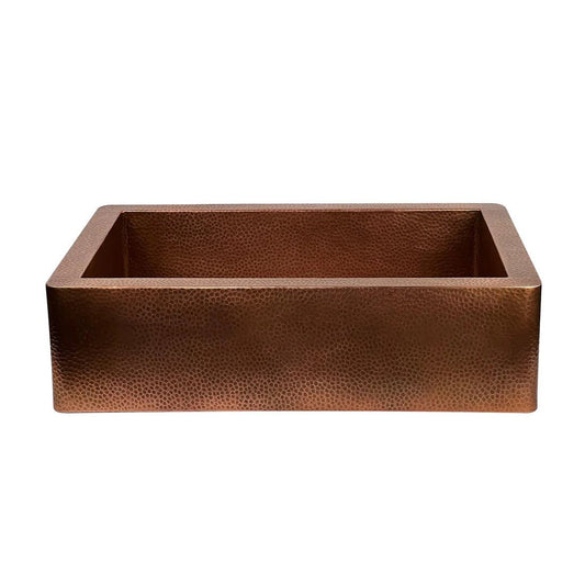 Handmade Copper Farmhouse Sink – Hammered Apron Front - Brasska