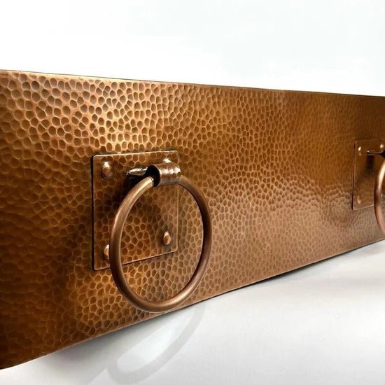 Handmade Copper Farmhouse Sink with Decorative Handles – Hammered Finish - Brasska