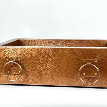 Handmade Copper Farmhouse Sink with Decorative Handles – Hammered Finish - Brasska