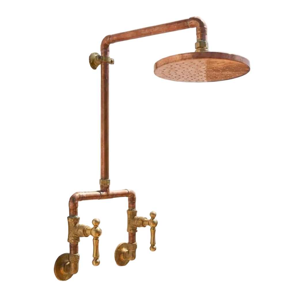 Handmade Copper Outdoor Shower – Unlacquered Copper Rainfall Head - Brasska