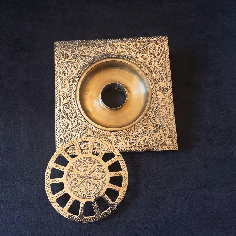Handmade Copper Shower Drain Cover – Moroccan Engraved Siphon de Douche - Brasska