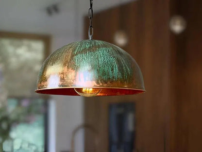 Handmade Hammered Copper Pendant Light – Moroccan Hanging Ceiling Lamp - Brasska