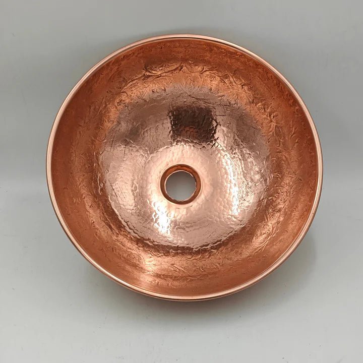 Handmade Solid Copper Vessel Sink – Decorative Round Bathroom Bowl - Brasska