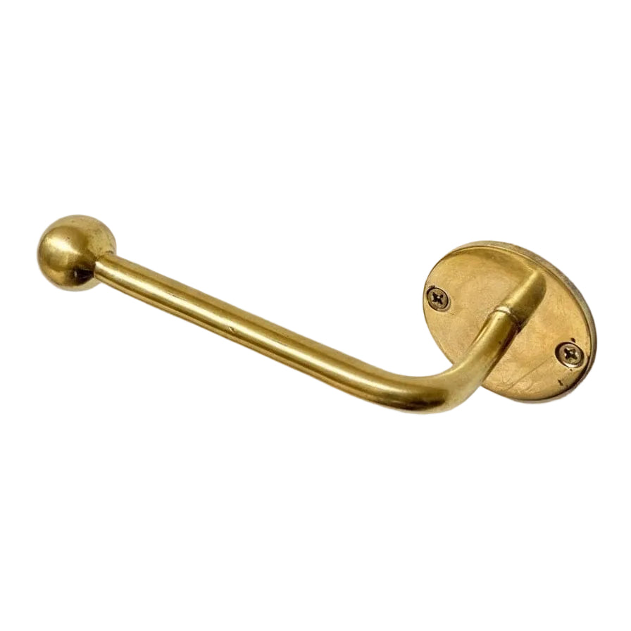 Handmade Unlacquered Brass Toilet Paper Holder – Minimalist Wall Mounted Bathroom Hardware - Brasska