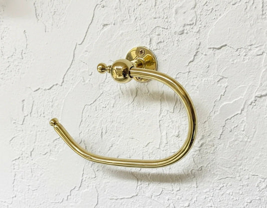 Handmade Unlacquered Brass Toilet Paper Holder – Vintage Wall Mount Bathroom Hardware - Brasska