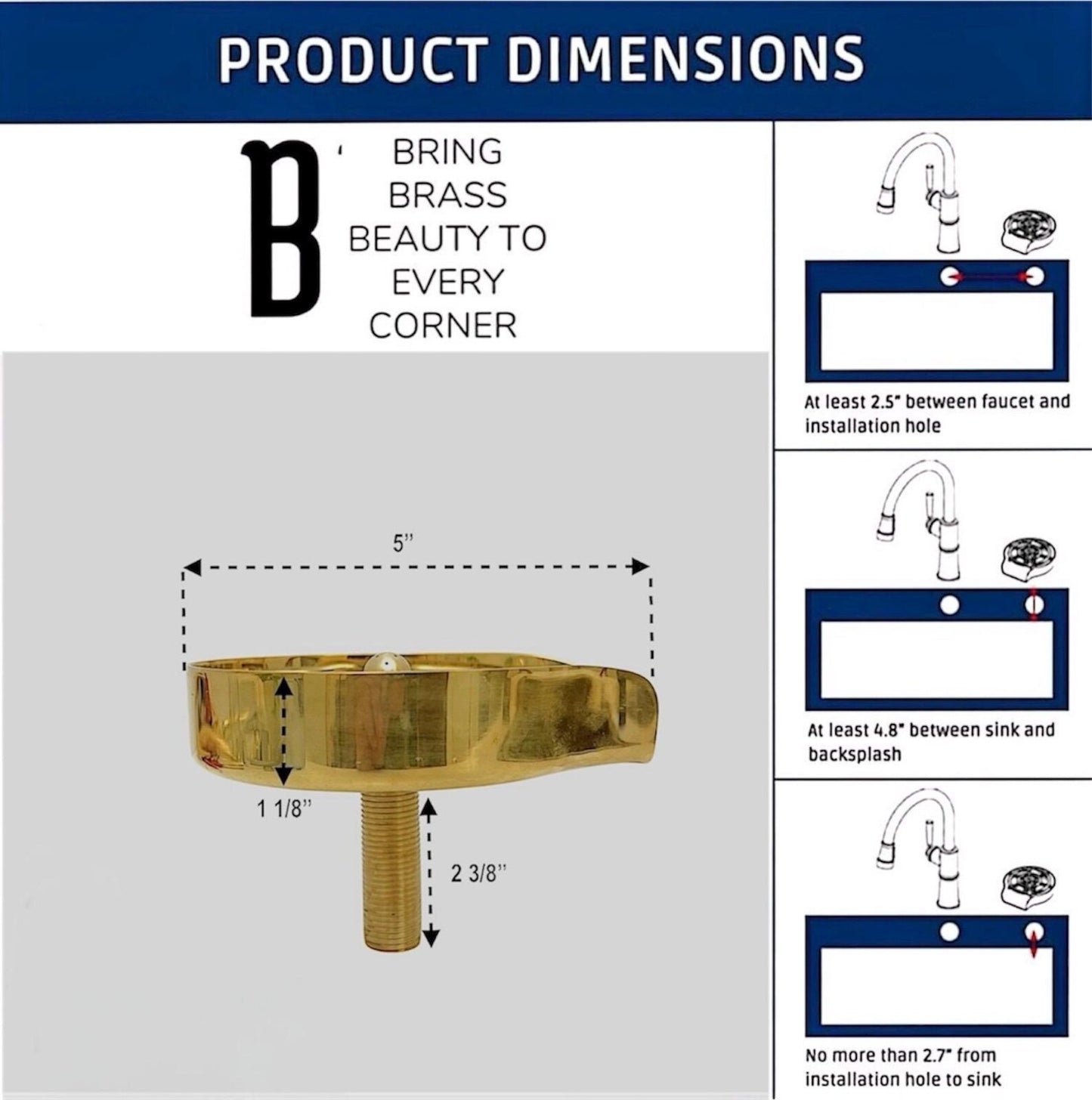 Unlacquered Brass Glass Rinser For Kitchen Sinks