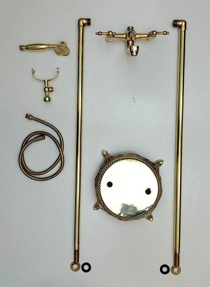 nlacquered Brass Tub Filler Bathtub Faucet with Hand Shower