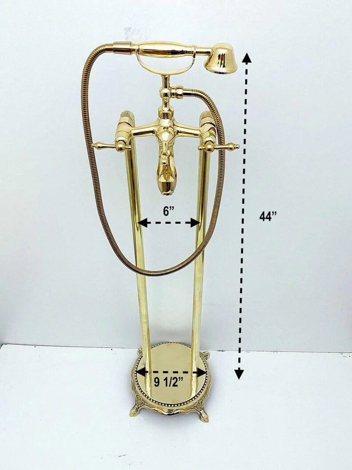 nlacquered Brass Tub Filler Bathtub Faucet with Hand Shower