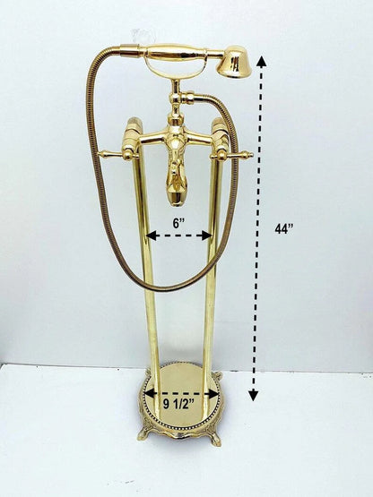 nlacquered Brass Tub Filler Bathtub Faucet with Hand Shower