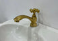 Unlacquered Brass Single Hole Bathroom Faucet , Vintage Flat Cross Brass Tap