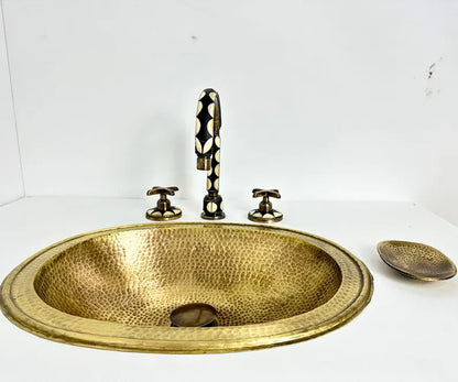 Bone Inlay Brass Deck Mount Lavatory Faucet – Double Handle