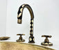 Bone Inlay Brass Deck Mount Lavatory Faucet – Double Handle
