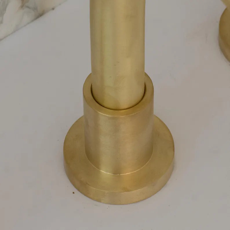 Luxury 3-Hole Brass Bathroom Faucet – Modern Unlacquered Brass Sink Mixer with Dual Handles