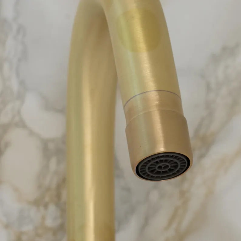 Luxury 3-Hole Brass Bathroom Faucet – Modern Unlacquered Brass Sink Mixer with Dual Handles