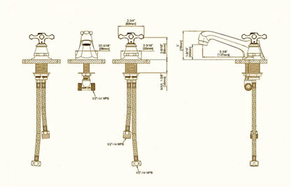 Solid Brass Bathroom Faucet – Dual Handle Classic Design