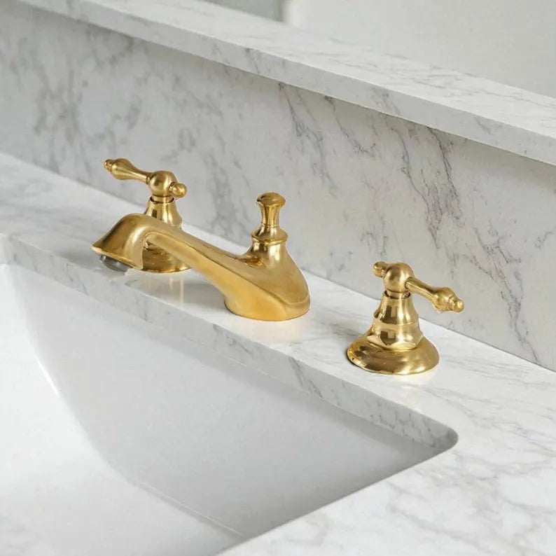 Solid Brass Bathroom Faucet – Dual Handle Classic Design