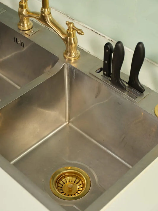 Unlacquered Brass Kitchen Sink Strainer – Handmade Basket Flange