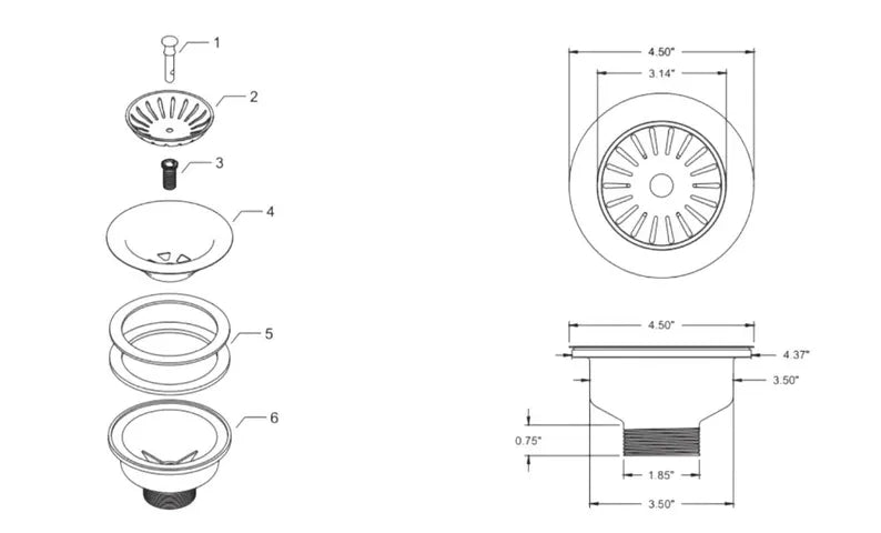 Unlacquered Brass Kitchen Sink Strainer – Handmade Basket Flange