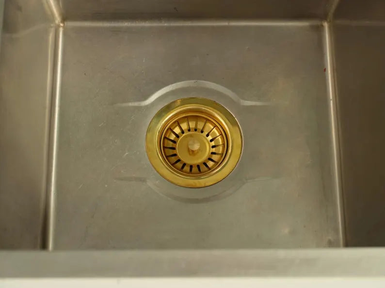 Unlacquered Brass Kitchen Sink Strainer – Handmade Basket Flange