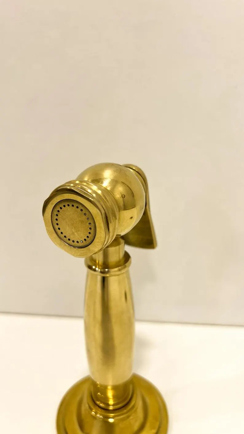 Uncoated solid brass side sprayer faucet, kitchen sprayer