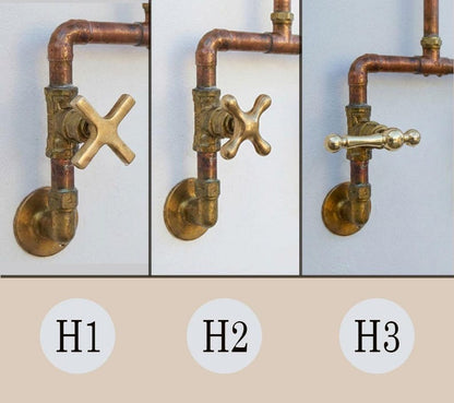 Handcrafted Outdoor Copper Rain Shower – Wall-Mounted Rustic Shower with Cross Handles