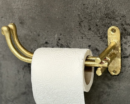 Handmade Brass Toilet Paper Holder – Solid Unlacquered Wall Mounted Bathroom Fixture