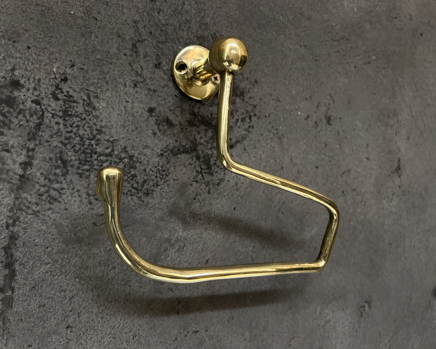 Solid Brass Wall Mount Toilet Paper Holder – Unlacquered Handmade Bathroom Fixture