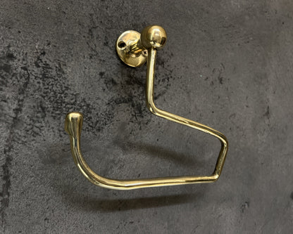 Solid Brass Wall Mount Toilet Paper Holder – Unlacquered Handmade Bathroom Fixture