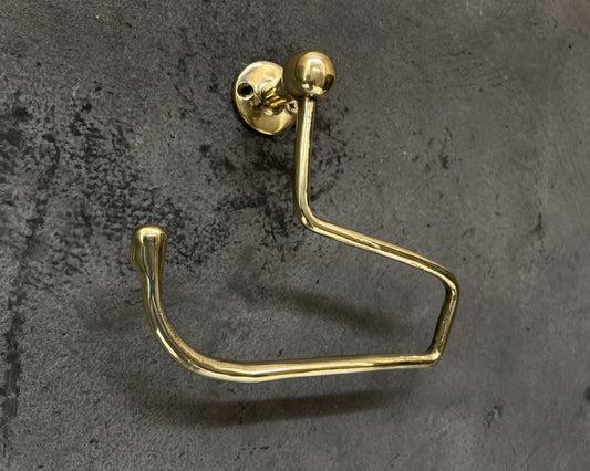 Solid Brass Wall Mount Toilet Paper Holder – Unlacquered Handmade Bathroom Fixture